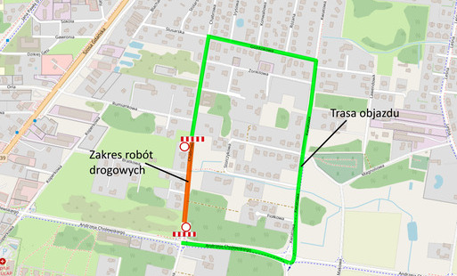 grafika zamlnięcie ul. Chabrowej