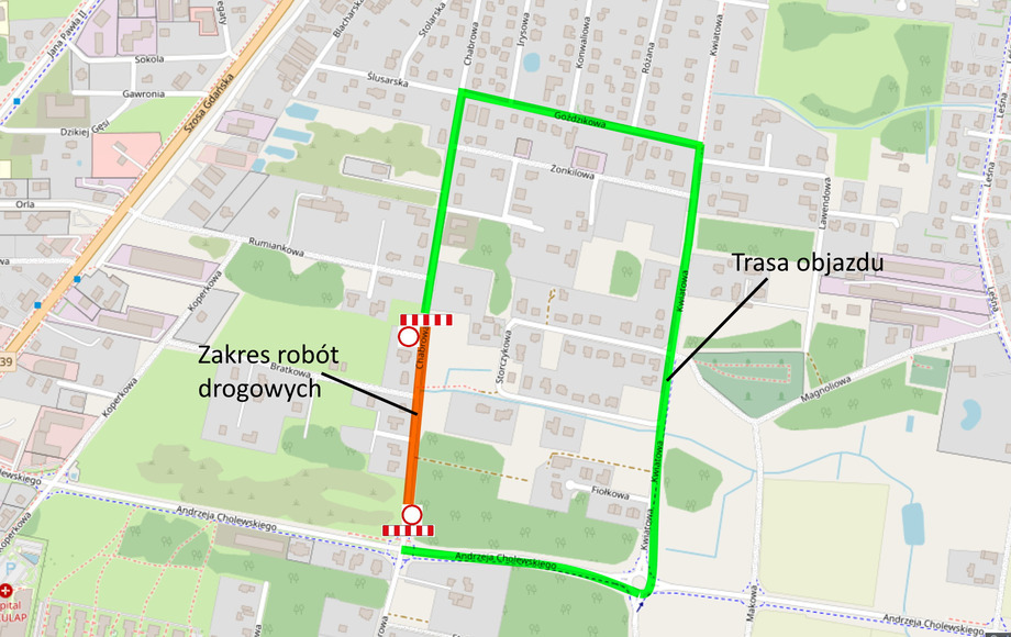 Zamknięcie odcinka ulicy Chabrowej w Osielsku